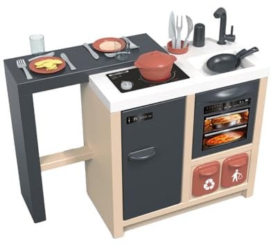 Smoby - Cuisine Ilot - Design Moderne - Surface de Jeu à 360° - Fonctions Traditionnelles - 23 Accessoires - Matière Recyclée - A Partir de 3 Ans - Fabrication Française
