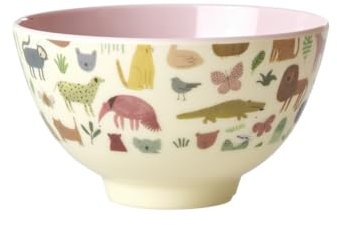 ReWu Rice Schüssel Schale Klein - Dschungel Motiv Pink - Geschirr Melamingeschirr Kindergeschirr Kinder Camping BBQ Picknick Bruchsicher BPA-frei Wiederverwendbar 300ml