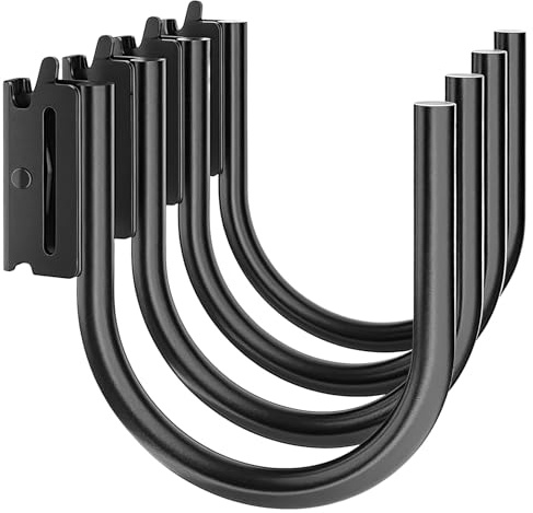 Ganci di montaggio resistenti, confezione da 4 ganci a J in acciaio al carbonio per binario E, garage officina, organizzazione di stoccaggio, ganci chiusi per rimorchi a installazione rapida