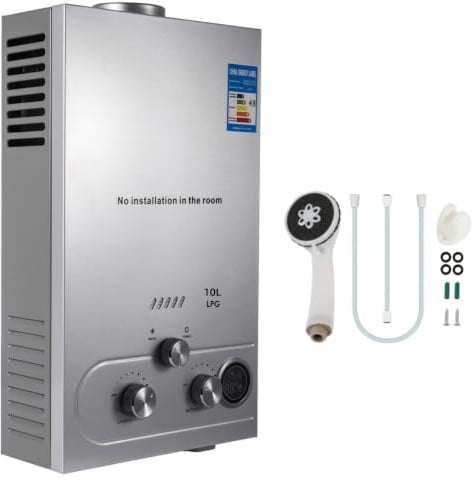 Chauffe-eau à Gaz Instantané 10L LPG Butane Propane Chauffe-eau à Gaz Maison Camping Car 20KW 10L/min Avec Mode Hiver et Mode été