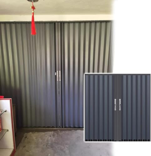 porte accordéon Portes Pliantes À Deux Vantaux 190 200 210 220 230 Cm, Porte Accordéon En Alliage D'aluminium Avec Serrure, Porte Accordéon Invisible Pour Balcon/Terrasse/Salon(212x220cm)