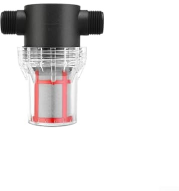 Filtro per pompa dell'acqua per irrigazione da giardino, prefiltro a rete 100/200 con alloggiamento trasparente, compatibile con tubi da 1/2 e 3/4, nero/trasparente (rete 3/4-200)