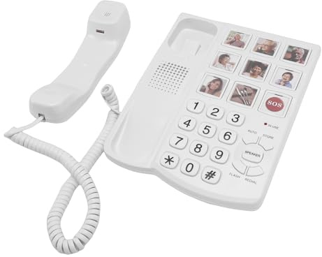 MENDUNER Großtastentelefon für Senioren, 9 Zielwahltasten mit SOS, 120 DB Lauter Klingelton, 98 DB Freisprecheinrichtung, LED Blinkanzeige für Sehbehinderte
