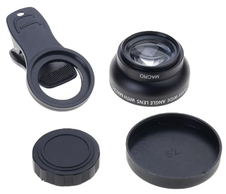 Obiettivo macro grandangolare 0,45x, vetro ottico con due funzioni per smartphone, fotocamere DSLR con correzione della distorsione dei bordi, obiettivo clip-on smartphone