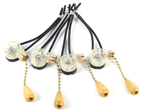 OEBUAFI Interruttore a Catena, Interruttore per Lampada Stile Vintage da 4 Pezzi con Potenza Nominale 3A 250V 6A 125V, Catena di Ricambio per Lampade da Terra da Tavolo a Parete