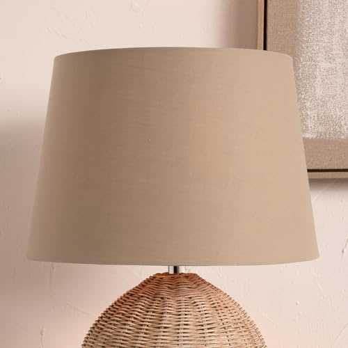 Tapered Cotton Lamp Shades for Table Lamps and Floor Lamps | Cone Modern Shades for Living Room | Contemporary Drum Light Shade Lampshades Only (Taupe, 40cm Diameter)