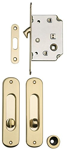 Marchesi 4067.500.002.0 Schiebetür-Beschlagsset | Schloss und Griff | Dornmaß: 50 mm | Messing poliert | Gold glänzend