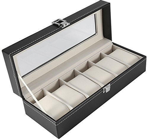 Leder Uhrenbox Armbanduhr Behälter Aufbewahrungsbox PU Leder Box Fall Herrenuhr Display Box Uhr Schmuck Veranstalter Halter 6 Fach