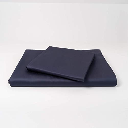 cloudlinen Bettwäsche Set aus 100% Extra-Langstapeliger Premium Baumwolle - 135x200 cm (Bettbezug) + 80x80 cm (Kissenbezug) - blau einfarbig/unifarben - kuscheliger, Warmer und weicher Mako Satin