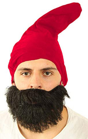 Marco Porta Zwergenmütze Erwachsene Gnom Wichtel Zwergenkostüm Zubehör Kopfbedeckung (Rot)