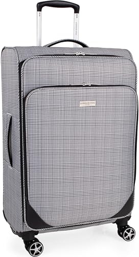 London Fog 26 Medium Suitcase - Luggage On 4 Dual Spinner Wheels | Med 65L Capacity Suitcases, 26 Inch / 67cm Size, Drag Handle, Soft Shell Design, Built For Longer Trips, Breaks, Cruises