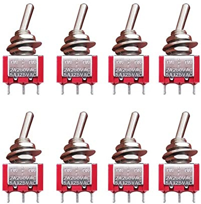 mxuteuk 8 Stück MTS-103 3 Klemme 3 Position SPDT Mini Miniatur-Kippschalter Auto Armaturenbrett Armaturenbrett EIN/AUS/EIN 5A 125V 2A 250V