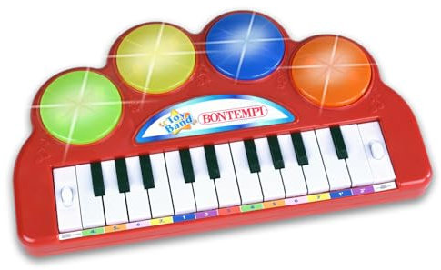 Bontempi- MiniMelody-Tastiera Giocattolo Elettronica a 24 Tasti con Microfono per Piccoli Musicisti, 280x162x45 mm, Colore Rosso, 12 2240