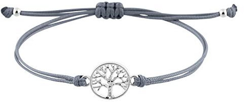 StarAppeal Lebensbaum Freundschafts Armband, Lebensbaum Armband mit Perlen in Silber und Gold, Größenverstellbar, Mädchen, Damen Armband, Handmade (Grau-Silber)