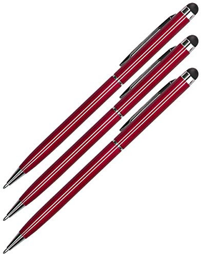 3X Stylus Pen Eingabestift für iPhone iPad Smartphone Tablet Handy kapazitiver Touchscreen Stift Tabletstift Bordeaux rot
