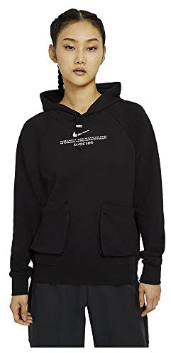 Nike W NSW SWSH Hoodie FT Sweatshirt à Capuche, Black/(White), L Femme