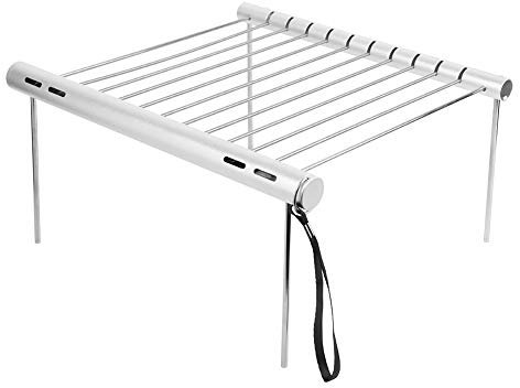 Alvinlite Grill de feu de Camp Pliant - Grille de Grill de Camp Portable en Acier Inoxydable, Grill de Camping au-Dessus du feu pour Barbecue de Pique-Nique extérieur