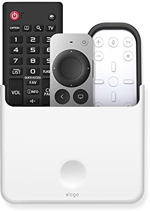elago Universal Remote Holder Mount Compatible with Apple TV Remote Control and All Other Remote Controls, Strong Sticker Included, Detailed Design (Large, White)