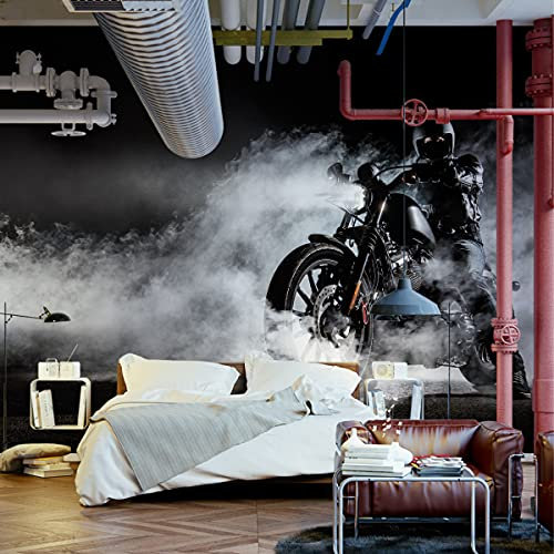 Muralo Fabelhafte Selbstklebende Fototapete 152,5x104 Büro Motorrad Chopper Nebel Moderne Tapete Wohnzimmer Schlafzimmer Wandbilder Wandtapete XXL Luxus Abstrakt Br. 152,5 cm x Hö. 104 cm