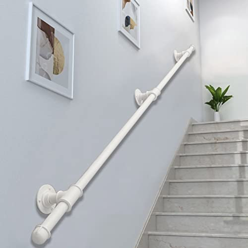 Escaleras Pasamanos Barandilla Kit Completo Metal Blanco Escalera De Hierro Forjado Pasamanos Para Interior Exterior Seguridad Barra De Soporte Antideslizante Para Personas Mayores Discapacitadas