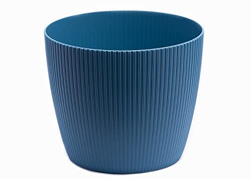 Home Garden Ornaments Decorative Large Plant Pots Indoor – Striped Indoor Plant Pot for Home and Garden (Diameter 30cm, Navy Blue)