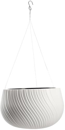 KADAX Macetero colgante colgante con cadena y gancho, maceta colgante para flores de enredo, maceta con inserción, protección para plantas interior y exterior (diámetro 32 cm), color blanco