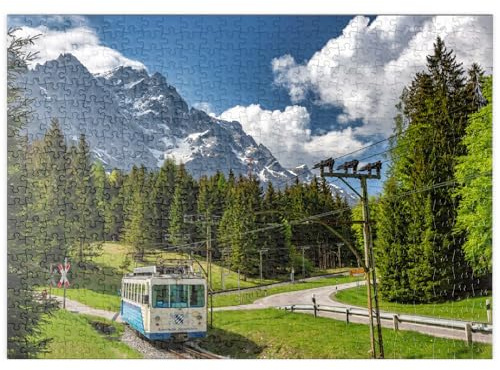 MyPuzzle Bayerische Zugspitzbahn gegen Zugspitze bei Garmisch-Partenkirchen - Premium 500 Teile Puzzle - MyPuzzle Sonderkollektion von Puzzle Galaxy