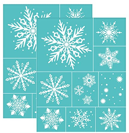 OLYCRAFT 2 Stück 22x28cm Weihnachten Selbstklebende Druckschablone Schneeflocke Selbstklebende Siebdruckschablone Wiederverwendbare Netzschablonen Für DIY Heimdekoration T-Shirt Kissen Stoffbeutel