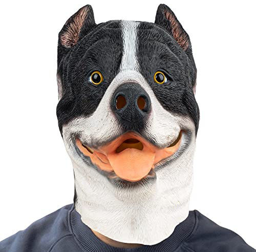 PartyHop Hund Tier Maske Latex Voller Kopf Realistische Bulldogge Masken Fancy Kleid für Halloween Karneval Kostüm Party