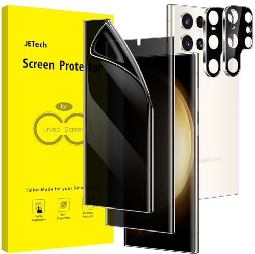 JETech Privacy Screen Protector for Samsung Galaxy S23 Ultra 5G 6.8-Inch with Camera Lens Protector, Anti-Spy Flexible TPU Film, Fingerprint Unlock Compatible, 2-Pack Each