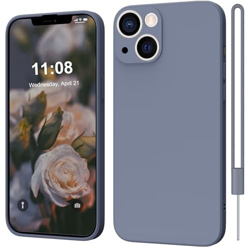 WXX Silicone Camera Protection Case for iPhone 13, Ultra Slim, Soft Gel, Lightweight, Anti-Scratch, Grey