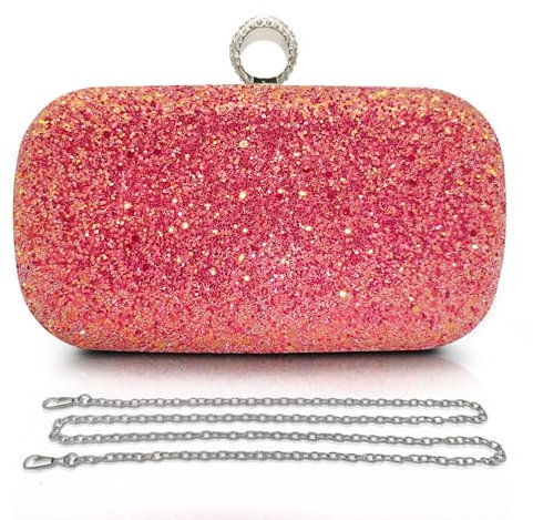 Pahajim Pochette Donna Elegante Brillantinata Borse Clutch Brillantini Borsa Strass Glitter Borsa con Catena Paillettes Borsetta Tracolla per Balli, Feste, Matrimonio, Cerimonia
