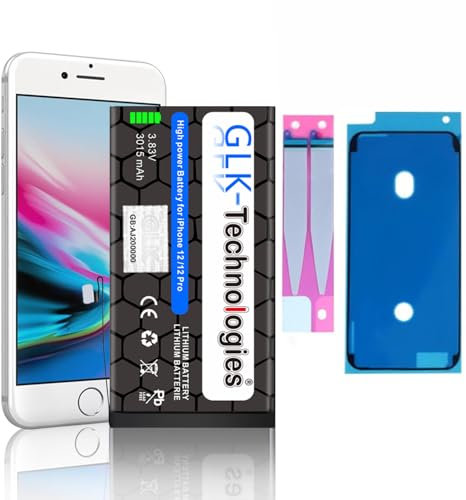 High Power Ersatzakku kompatibel mit iPhone 12 A2172 A2402 A2403 A2404 A2341 A2406 A2407 A2408 GLK-Technologies Battery accu 3015mAh Akku inkl. Klebebandsätze GRATIS Schutzfolien Anti Spy Panzer
