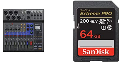 Zoom Live Trak L-8 - UK Version & SanDisk 64GB Extreme PRO SDXC card + RescuePRO Deluxe, up to 200MB/s, UHS-I, Class 10, U3, V30