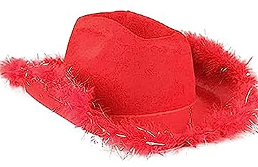Miolasay Cowboyhut für Damen, Plüschbesatz, Kordelzug, verstellbar, Western-Disco-Fisch-Hut, ausgefallene Feiertagsparty, Kostümzubehör, rot (a), Einheitsgröße