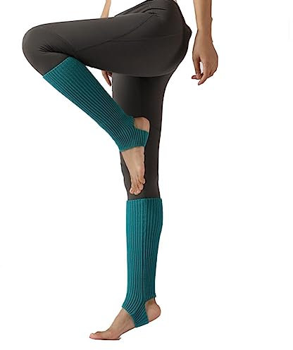 Yurosiay Gestrickte Ballett Stulpen 43cm Tanzstulpen Mädchen Damen Winter Warm Beinstulpen Strick Mit Fersenloch Weich Legwarmer Beinwarmer Stulpen für Yoga Ballett Tanz Fitness Grün