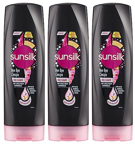 Sunsilk Bye Bye Crespo Balsamo per Capelli Crespi e Danneggiati con Olio di Mandorle Cheratina e Biotina Azione Anticrespo Districante - 3 Flaconi da 350ml