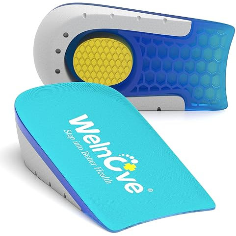 Welnove Shoe Inserts Gel Heel Cushion Cup for Achilles Tendonitis, Plantar Fasciitis, Heel Pain, Heel Spur, 1 Height Heel Lift Support for Women 4.5-7.5 & Men 4-6(1 Pair)