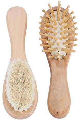 OKJHFD Baby-Haarbürsten- Und Kamm-Set aus Holz, Ziegenhaar, Mähne, Holz, Shampoo, Bad, Weiche Hautpflege, Reinigungsbürste, Wollbürsten-Set Für Die Tägliche Pflege von Kindern