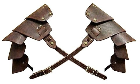 XINCHIA Mittelalterliche Ritterrüstung Retro Punk Leder Wikinger - Verstellbare Doppelschulterstütze für Damen und Herren - Halloween Krieger Cosplay Kostüm