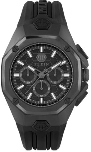 Philipp Plein Herren Uhr Analog Quarz Chrono Octagon PWTBA0623 Silikon
