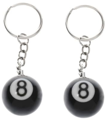 DSOUWEH 2 Stück langlebige Schlüsselanhänger für Billard Fans, einfach überall zu tragen, 8 Billard Schlüsselanhänger aus Kunstharz, gute Geschenke, leicht, Billard