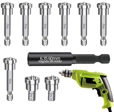 Samuliy Magnetic Collar Positioning Screwdriver Bits - Hex Shank Screwdriver Bits Set,Anti-Slip Positioning Bit Batch Head for Power Screwdriver, Plasterboard Screw