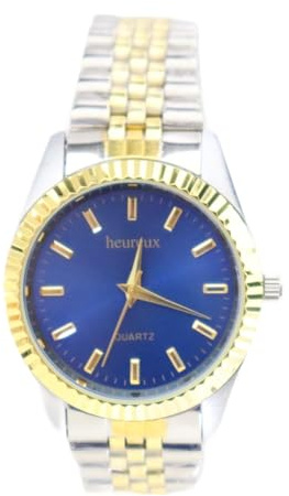 Rötting Design Herrenuhr Quarz aus der Collection heureux Goldfarbene Lünette Blues Ziffernblatt
