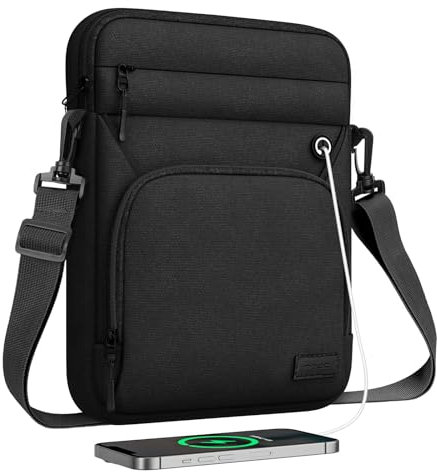 MoKo Funda Portátil de Tableta de 13.3-14, Bolsa Protectora con Bandolera y Puerto de Auriculares Compatible con MacBook Pro 14/13.3/Air 13.3, iPad Pro/Air 12.9, Surface Book 3/2/1 13.5, Negro