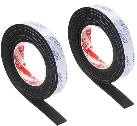 PATIKIL 2000 x 25 x 5mm Insulation Foam Tape, 2 Roll Self-Adhesive EVA Weather Stripping for Wrap Pipe Door Window Insulation Soundproof Anti Vibration Collision, Black