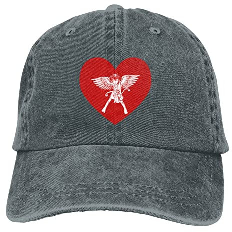 456 Herren Damen Baseballkappe Herzförmiger Amor Angeln Hüte Atmungsaktiv Baseboard Baseballkappe Leicht Denim Hut Für Angeln Sport Kletter