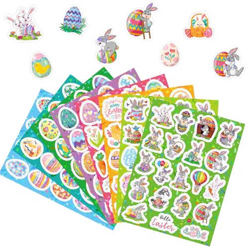 160 Stück Ostereier Sticker Ostern, Glitzer Aufkleber Ostern Osteraufkleber Osterhasen, Eierfarben Ostern Kinder, Wasserdichte Ostersticker