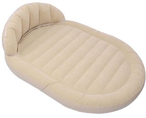 HOHXFYP Luftmatratze, Aufblasbare Matratze mit Plüschoberfläche und Rückenlehne, ufsicheres Aufblasbares Doppel Luftbett Aus PVC für Zuhause, Reisen, Outdoor, Camping