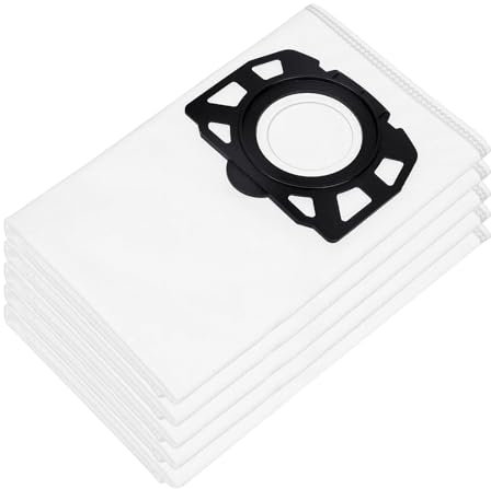 JASFLY 5 Pezzi Sacchetti Bidone Aspiratutto Universali,Riutilizzabili A Lungo Termine Sacchetti Karcher 2.863-006.0,Sacchetto Aspirapolvere per WD4,WD5,WD6,MV4,MV5,MV6,WD5P e WD6P
